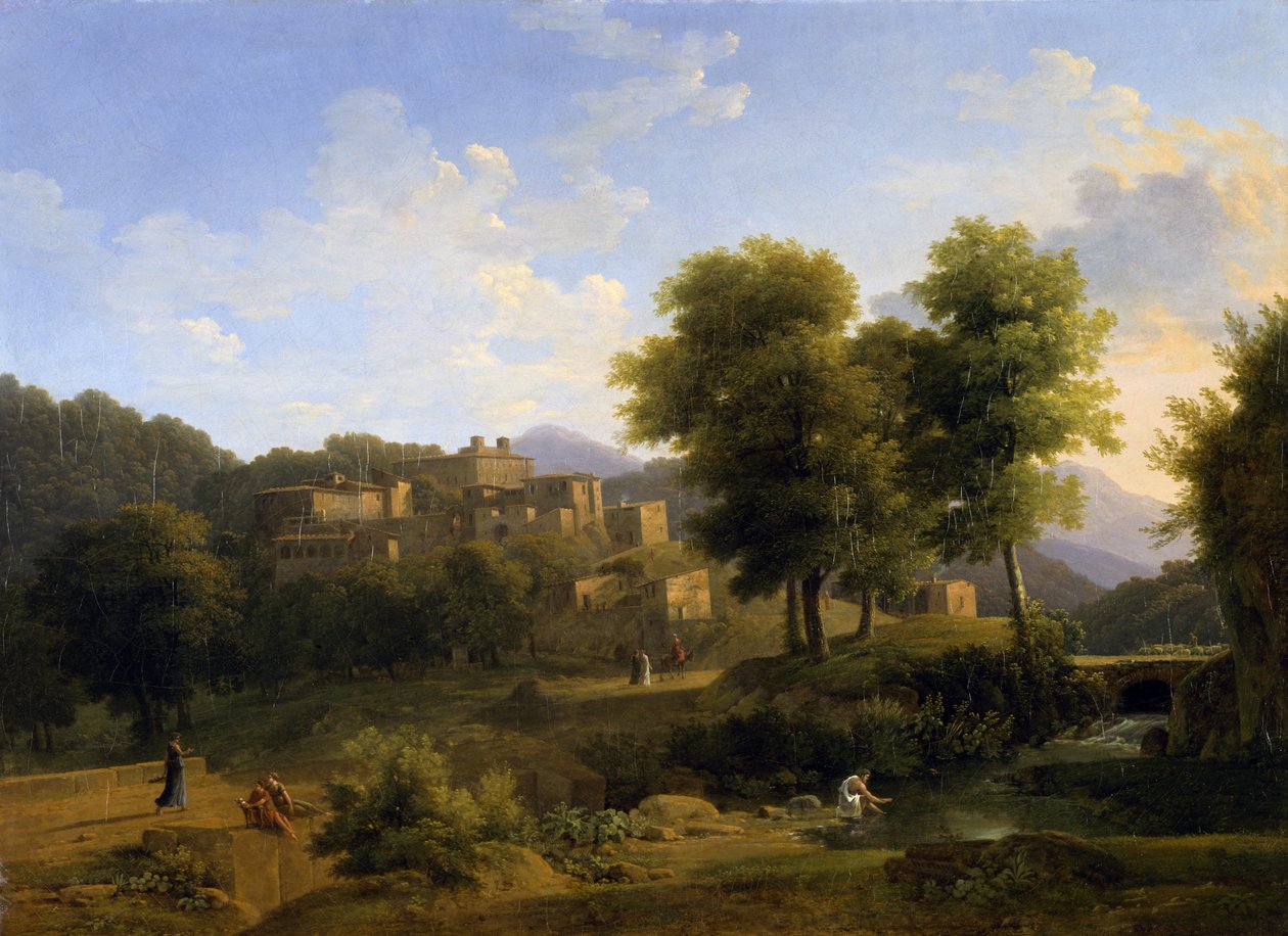 Udsigt over en by i Sabine Hills, 1814 af Jean Victor Bertin