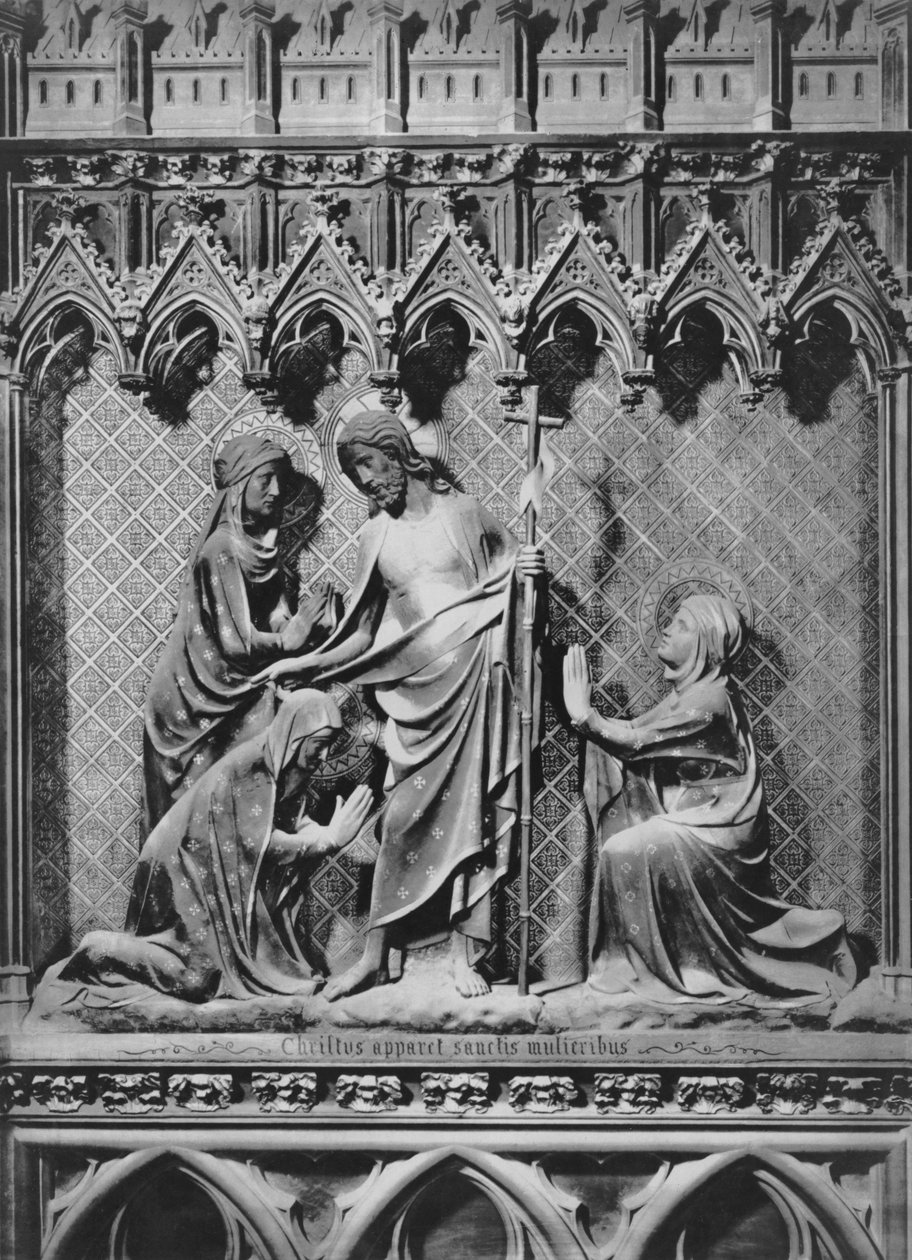 Katedral, interiør, korskærm, Jesus Kristus og de hellige kvinder, ca. 1340-51 (polykrom sten) af Jean and Jean Le Boutellier Ravy