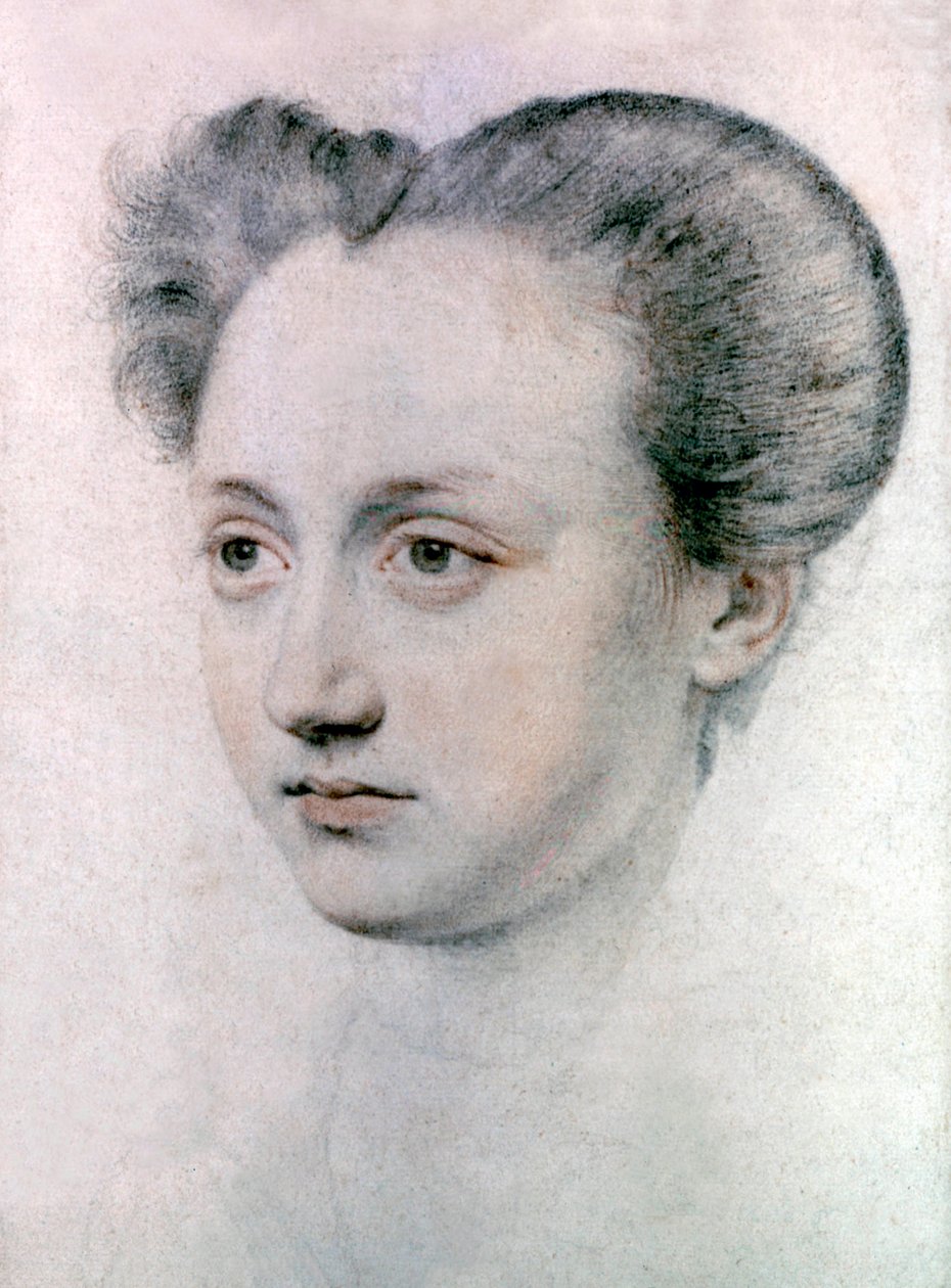 Marie Touchet (1549-1638) elskerinde af den franske kong Charles IX, ca. 1570 (tegning) af Jean de Court