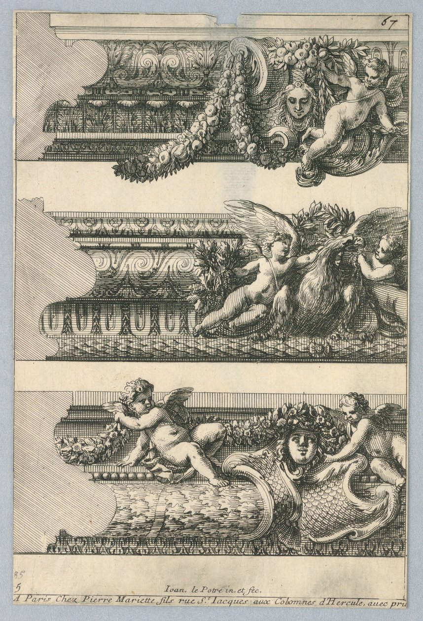 Design til malede rammer, fra "Bordures de Tableau" af Jean le Pautre