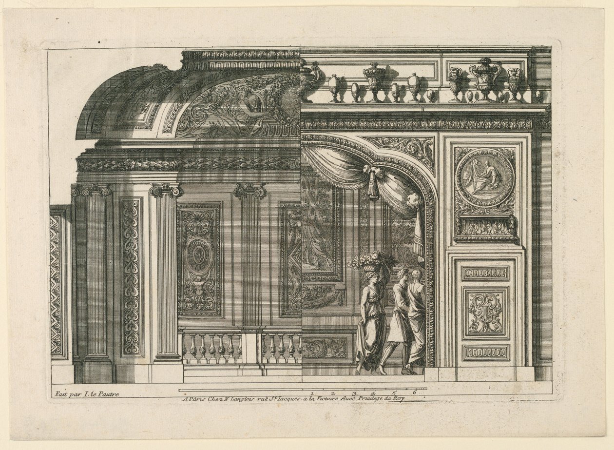 Design til en fransk alkove, fra "Alcoves à le Francoise" af Jean le Pautre