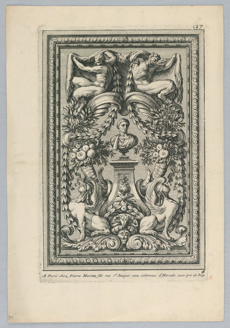 Ark fra sættet, "Peaneaux Ornaments for... Paneling" af Jean le Pautre