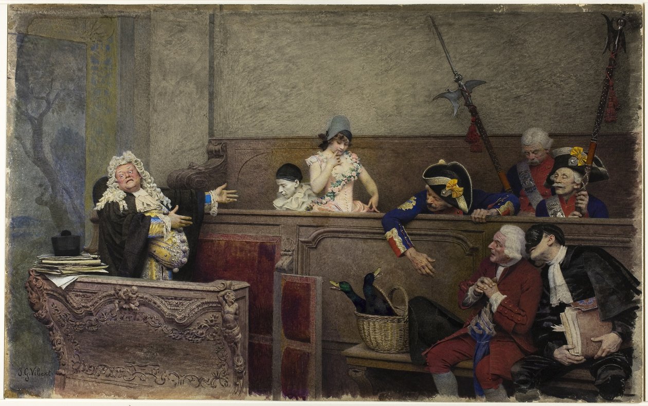 Trial of Pierrot (akvarel og gouache, over grafit, på cremebræt) af Jean or Jehan Georges Vibert