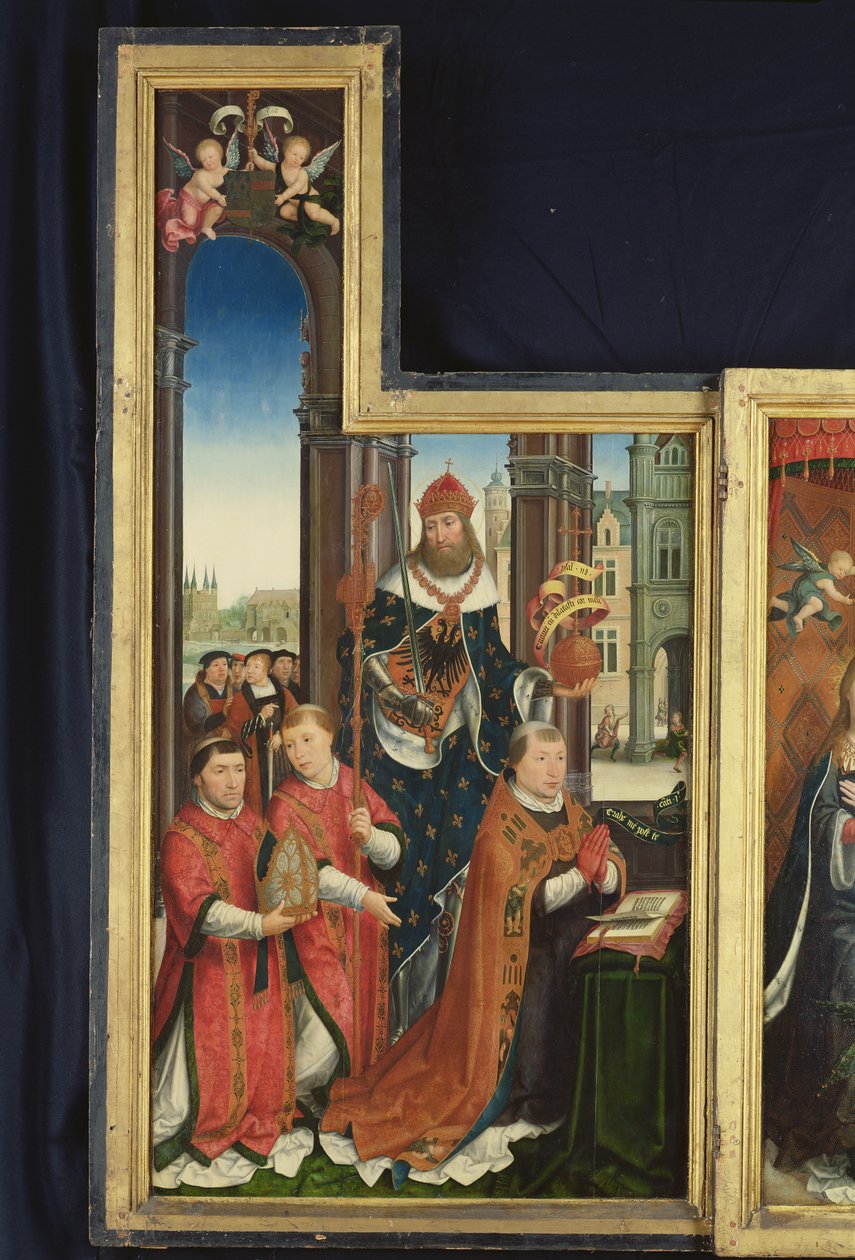 Polyptykon om forherligelsen af den hellige treenighed, panel, der forestiller abbeder, 1509-15 af Jean the Elder Bellegambe