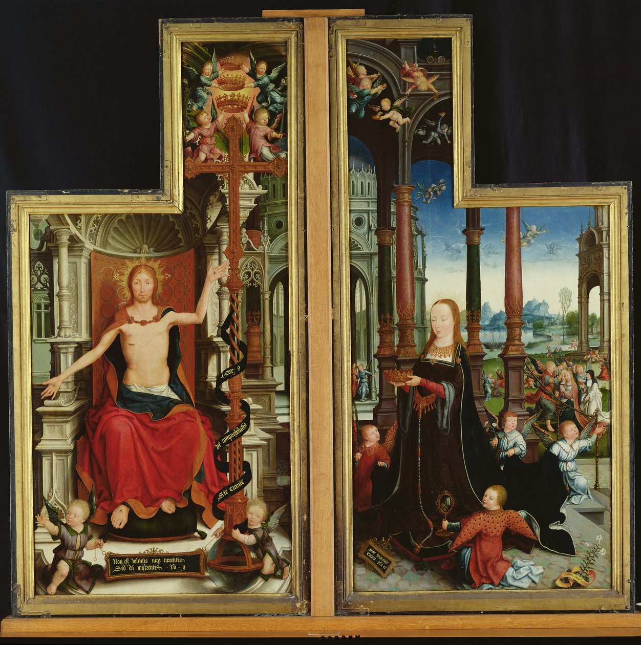 Polyptykon om forherligelsen af den hellige treenighed, paneler, der viser Kristus på tronen og jomfruen, 1509-15 af Jean the Elder Bellegambe