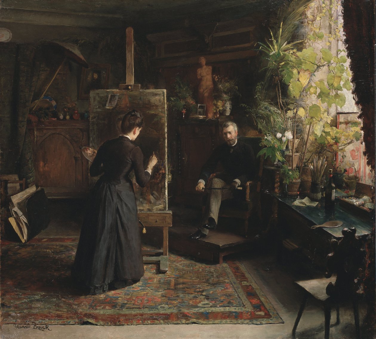 Den danske kunstner Bertha Wegmann maler et portræt af Jeanna Bauck