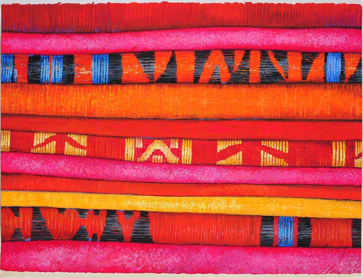 Moroccan Fabrics 2, 2013 (gouache på papir) af Jeanne Maze