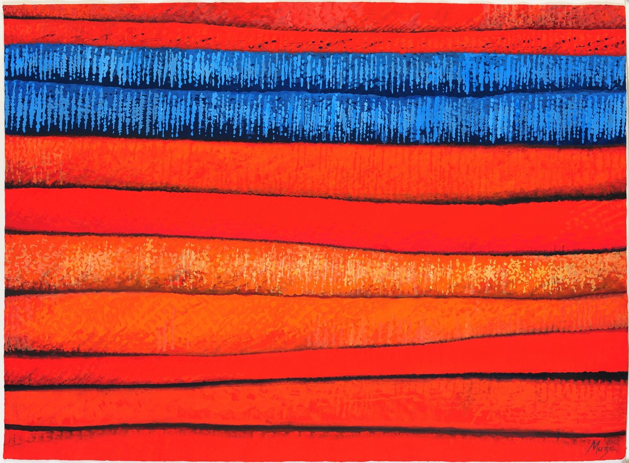 Moroccan Fabrics 3, 2013 (gouache på papir) af Jeanne Maze