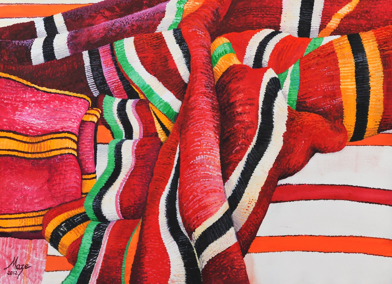 Moroccan Fabrics 5, 2013 (gouache på papir) af Jeanne Maze