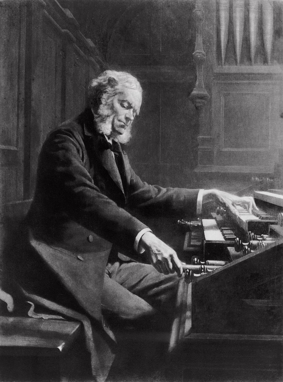 Cesar Franck ved orglets konsol i St. Clotilde Basilica, Paris, 1885 af Jeanne Rongier