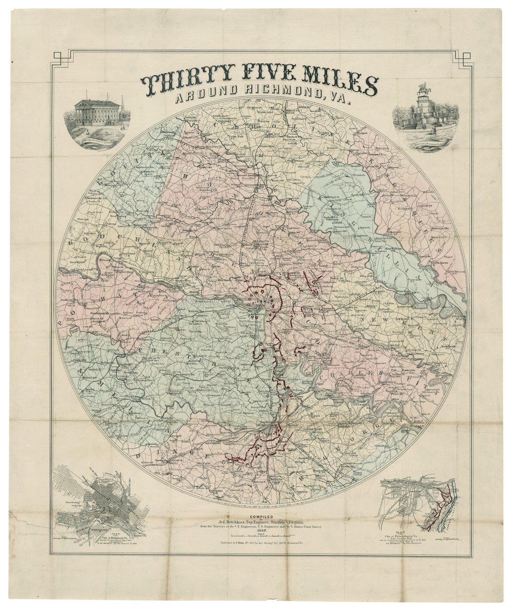 Femogtredive miles omkring Richmond, Va. af Jedediah Hotchkiss
