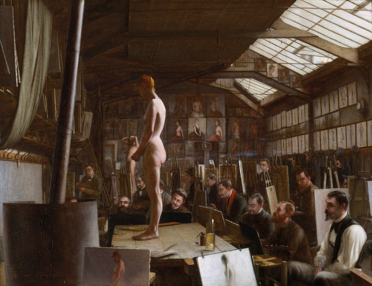 Bouguereaus Atelier på Académie Julian, Paris af Jefferson David Chalfant