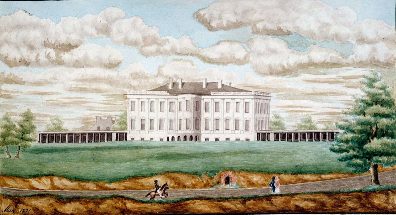 Det Hvide Hus i Washington Maleri af Jefferson Vail (1743-1826) 1821 Blerancourt, Musee Franco American af Jefferson Vail