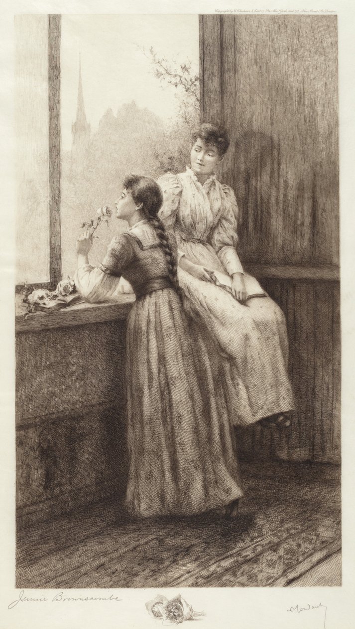 Uden titel (To piger ved et vindue) af Jennie Augusta Brownscombe