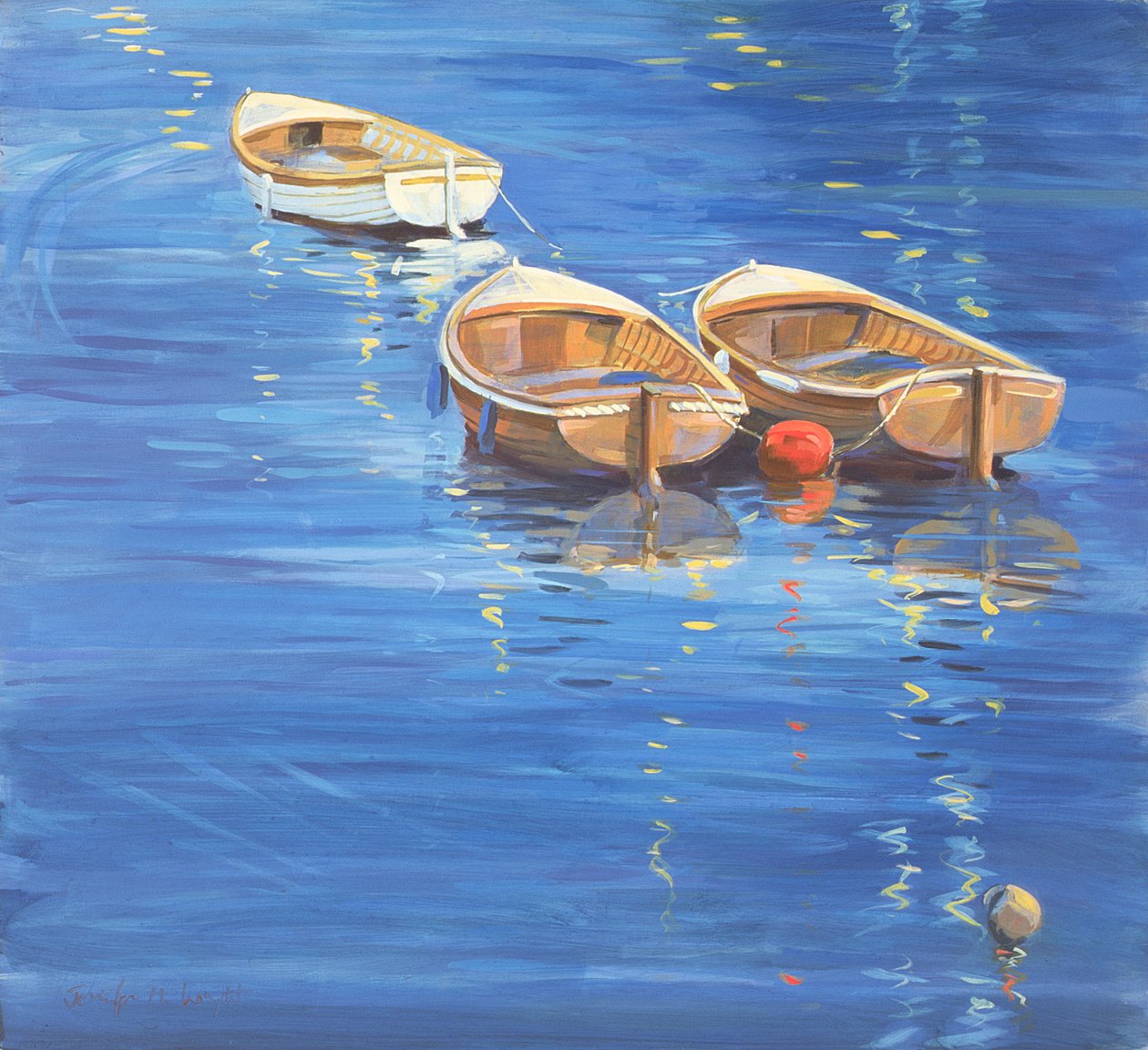 Fortøjede joller, 1998 af Jennifer Wright