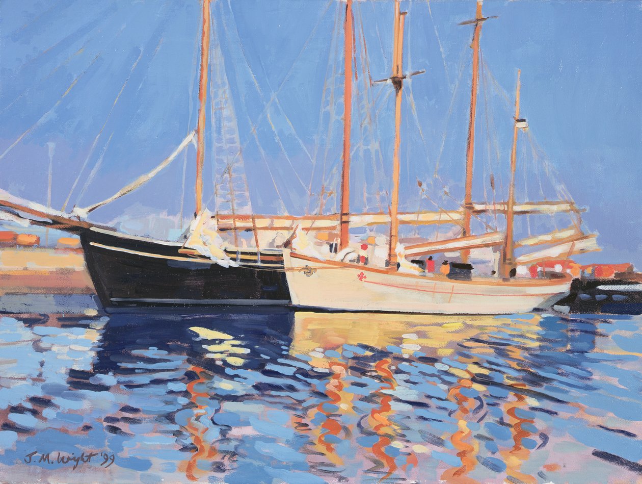 Fortøjede sejlskibe, Skagen, Danmark, 1999 af Jennifer Wright