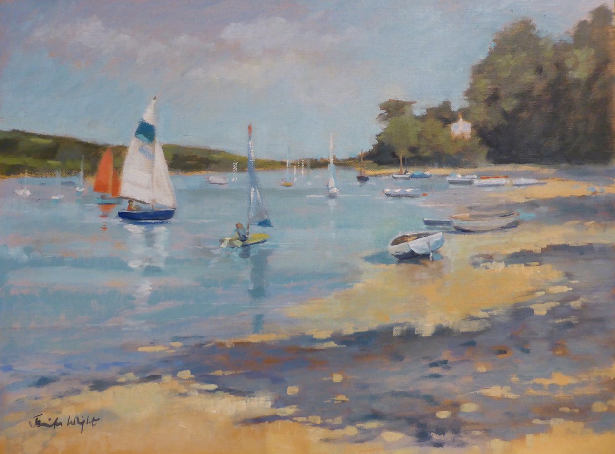 Salcombe, Rødt Sejl af Jennifer Wright