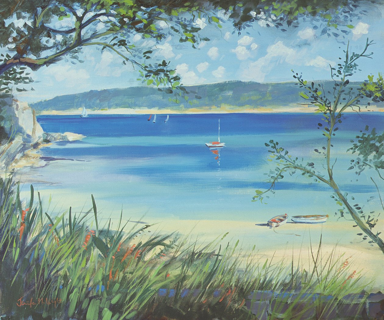 Salcombe, Southsands Beach, 2000 af Jennifer Wright