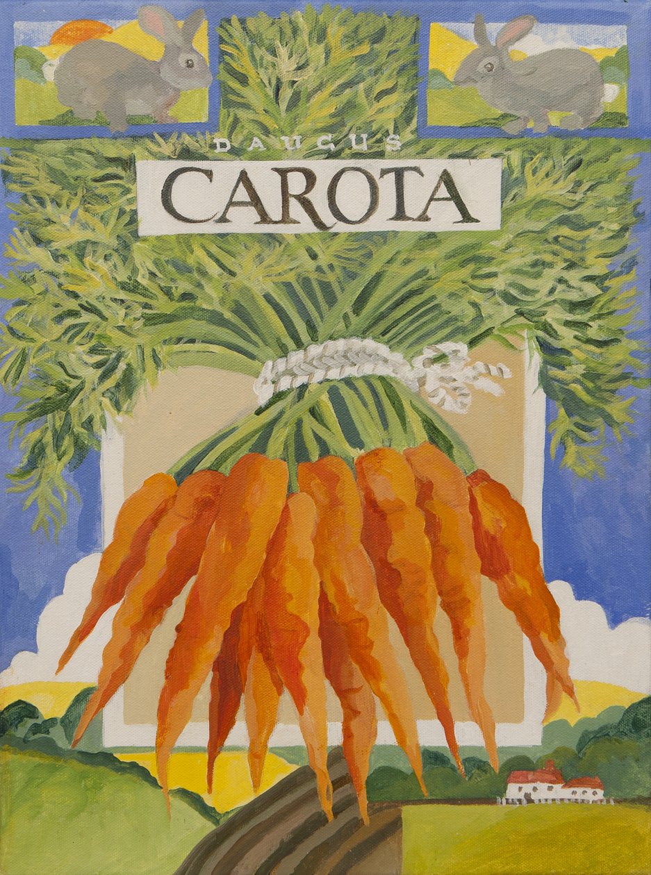 Carota, gulerødder (akryl) af Jennifer Abbott