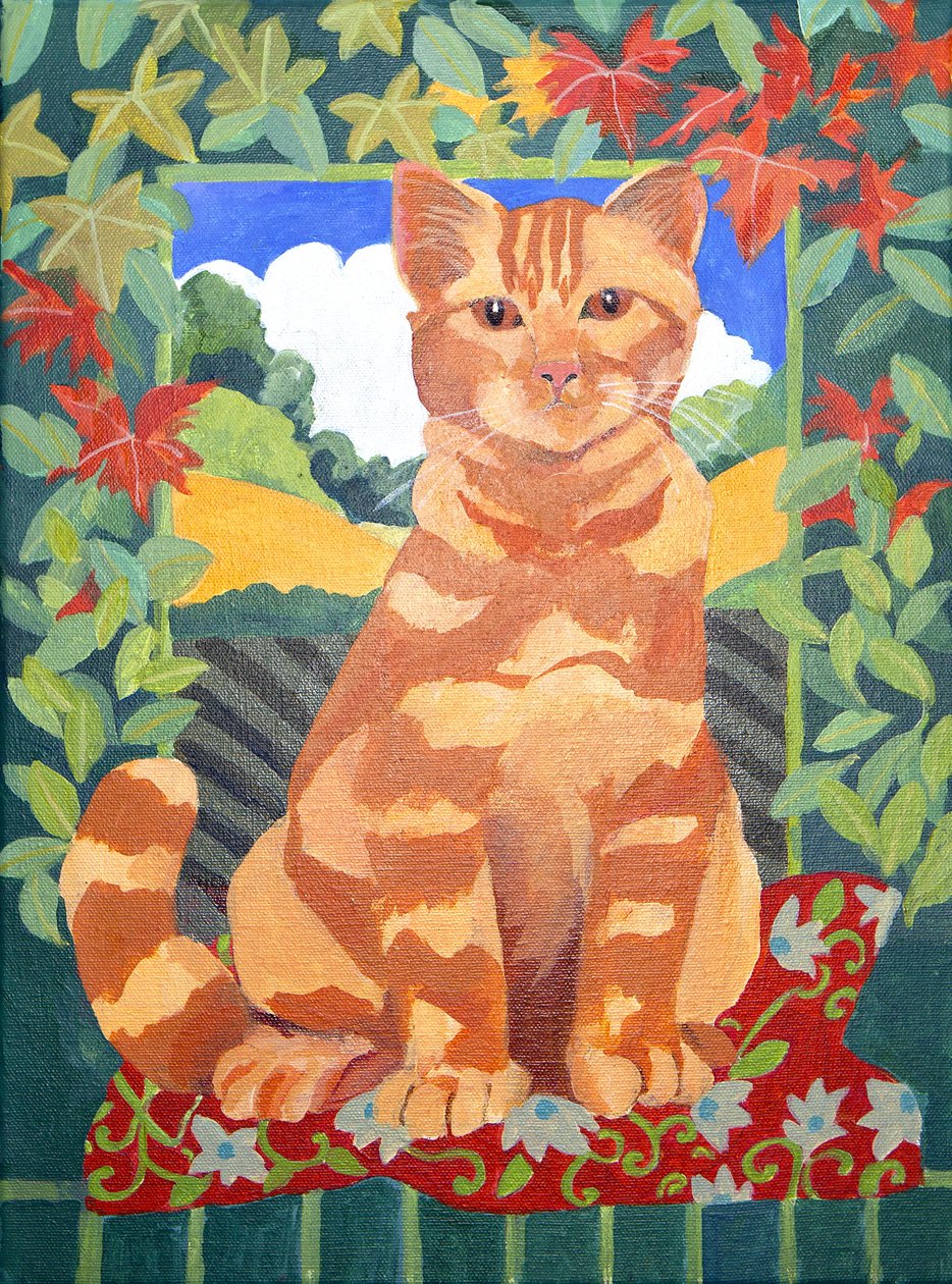 Cat, 2014 (akryl på lærred) af Jennifer Abbott