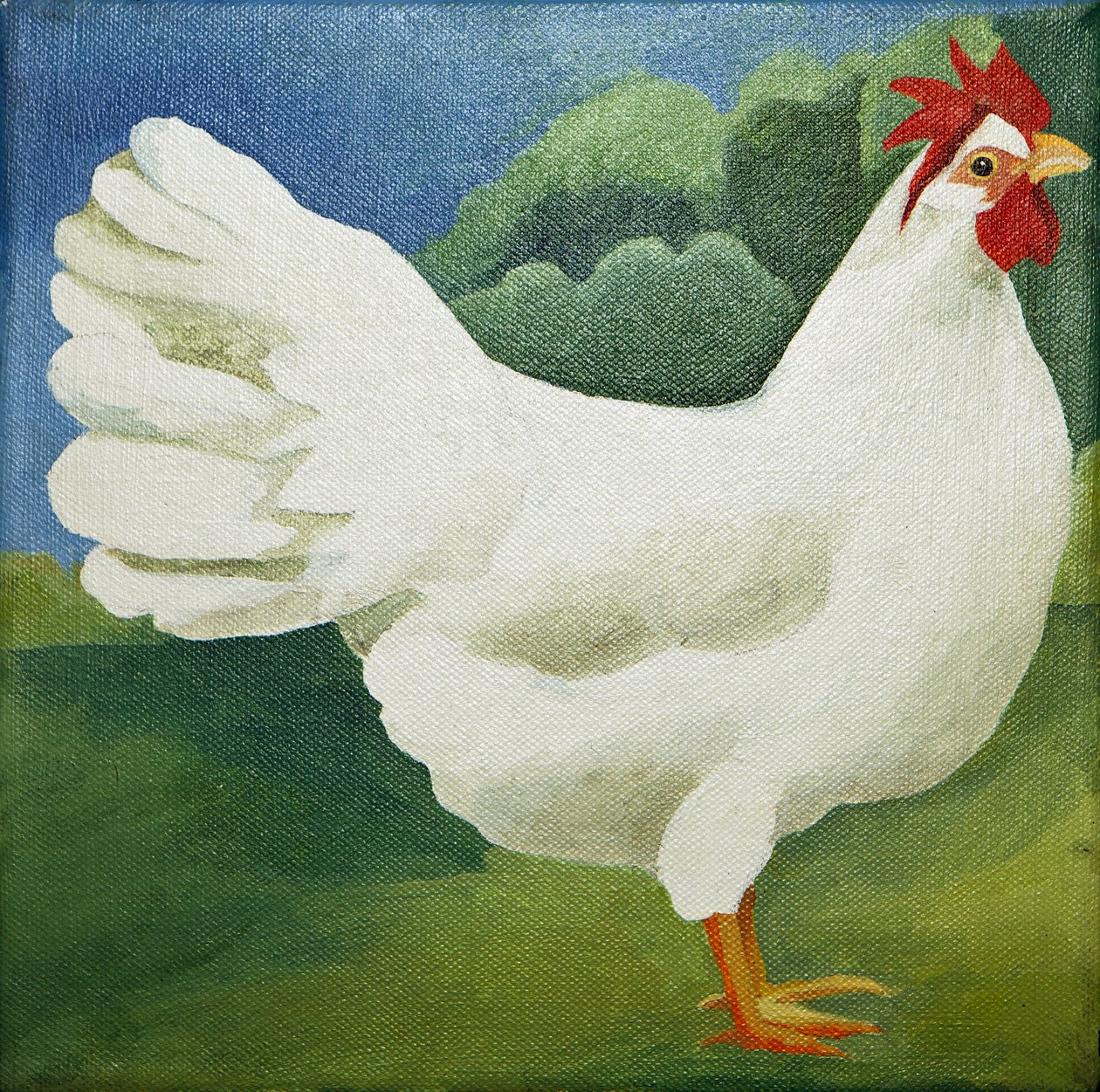 Cockerel, 2013 (akryl på lærred) af Jennifer Abbott