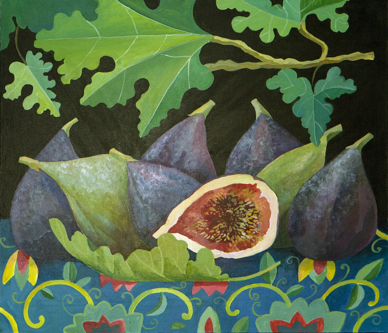 Figs on black, 2014 (akryl på lærred) af Jennifer Abbott