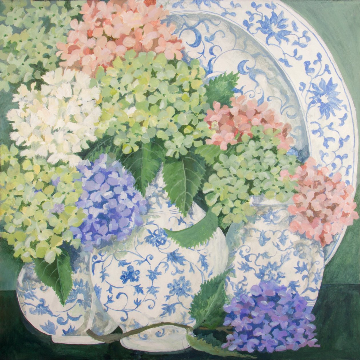 Hortensiaer, 2018 (akryl på lærred) af Jennifer Abbott