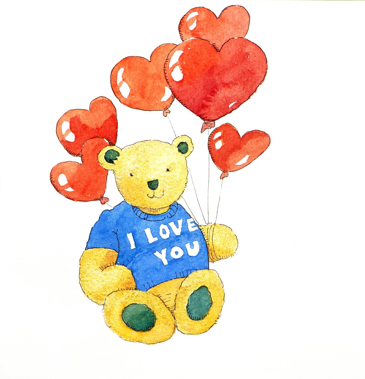 Jeg elsker dig bjørn - ballon, 2011 (akvarel) af Jennifer Abbott