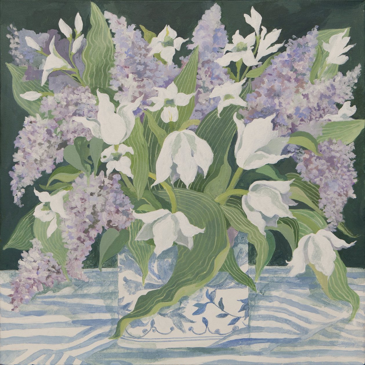 Syrener og tulipaner (akryl) af Jennifer Abbott