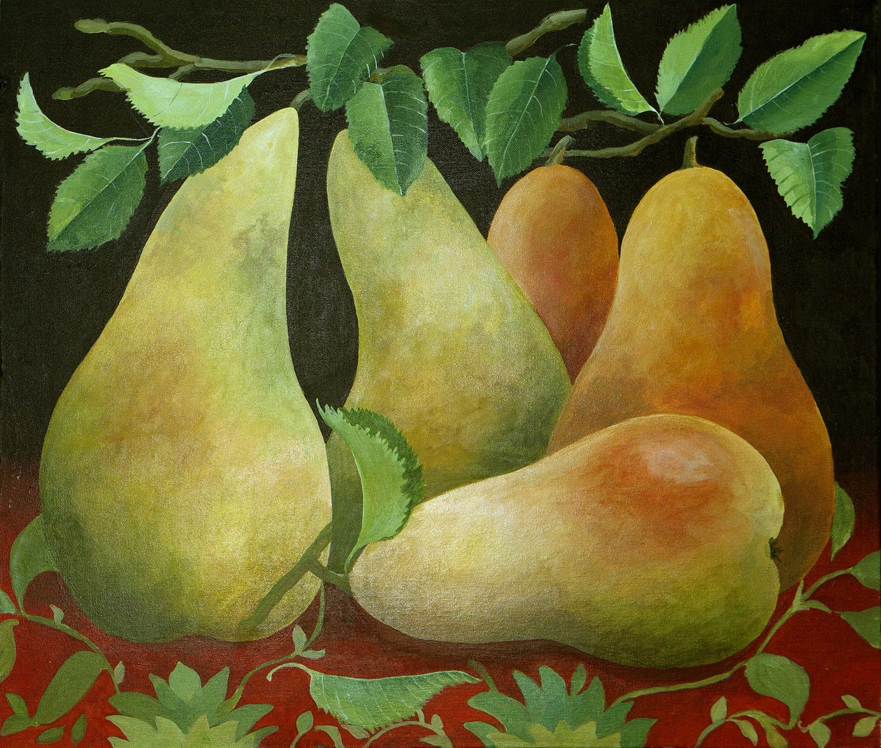 Pærer, 2014 (akryl på lærred) af Jennifer Abbott