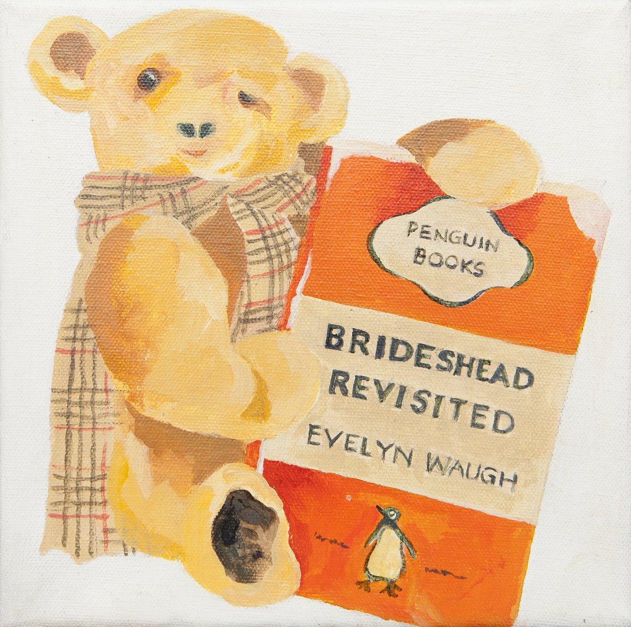 Pingvinbog med bamse (akryl) af Jennifer Abbott