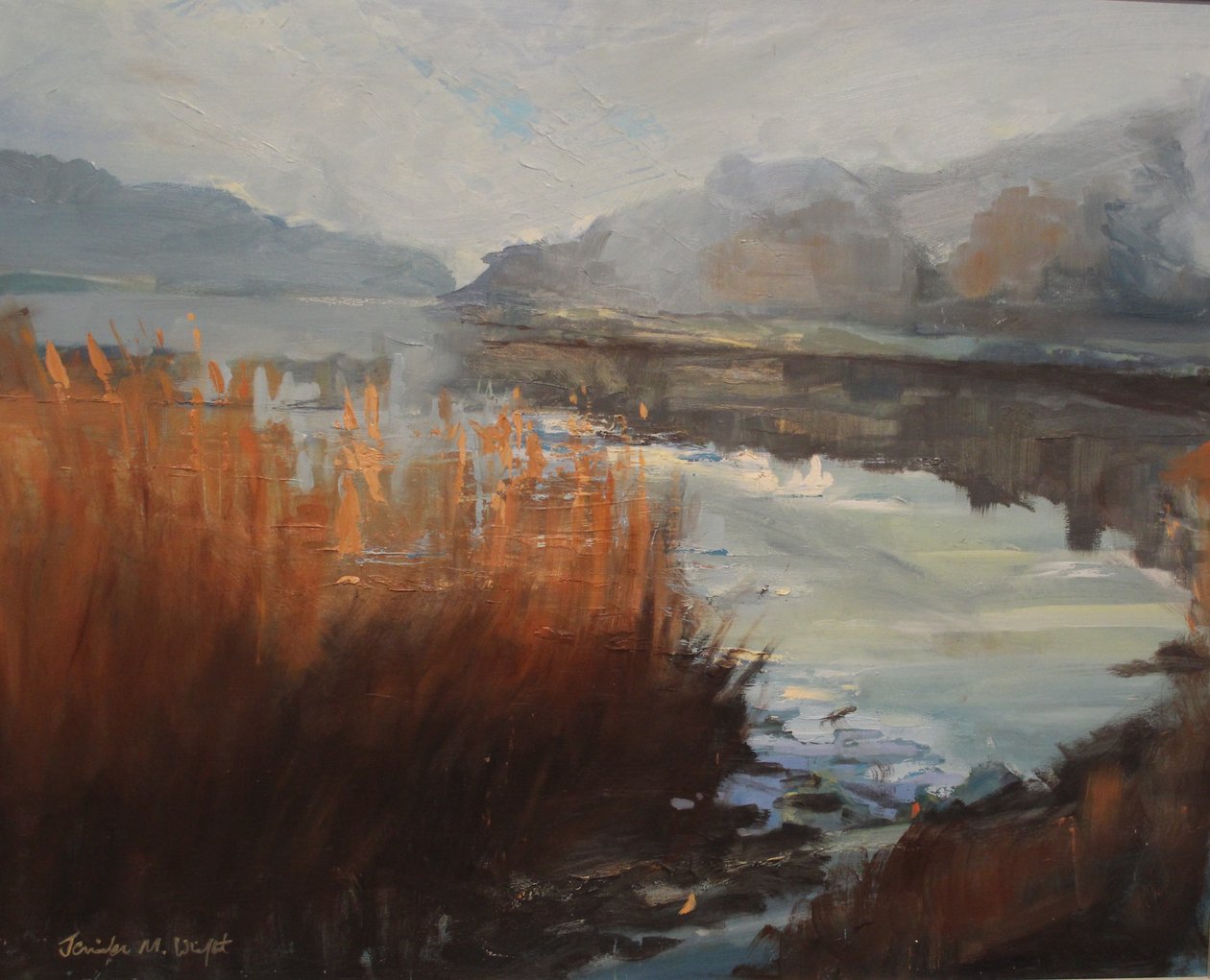 Batson Creek Salcombe, efterår. olie på lærred, 2016 af Jennifer Wright