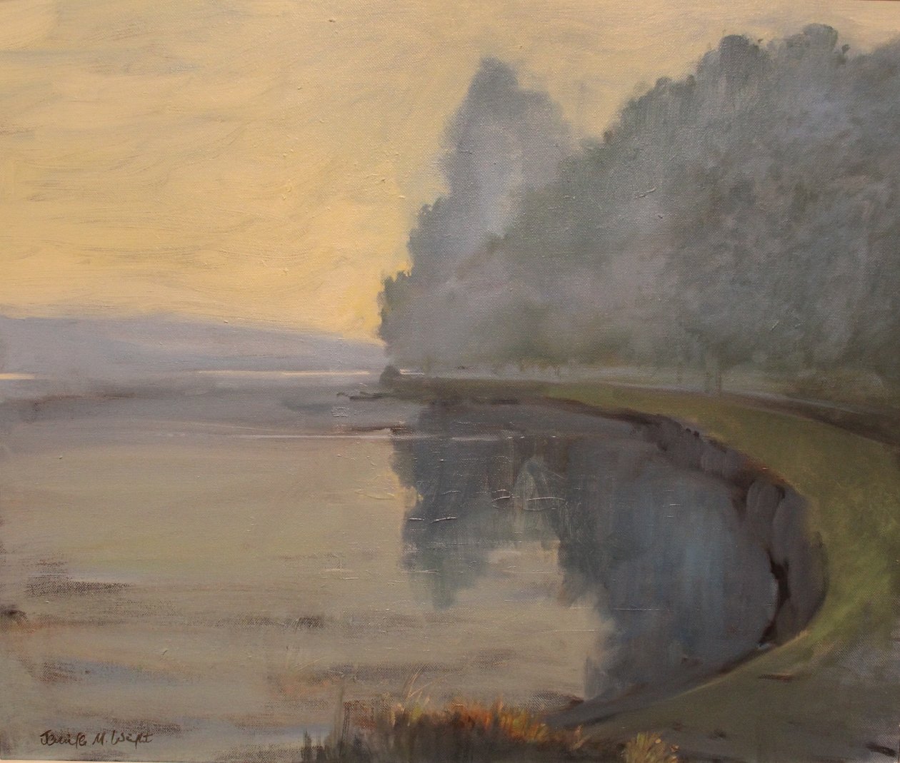 Batson Creek Salcombe , tidlig morgen , olie på lærred , 2016 af Jennifer Wright