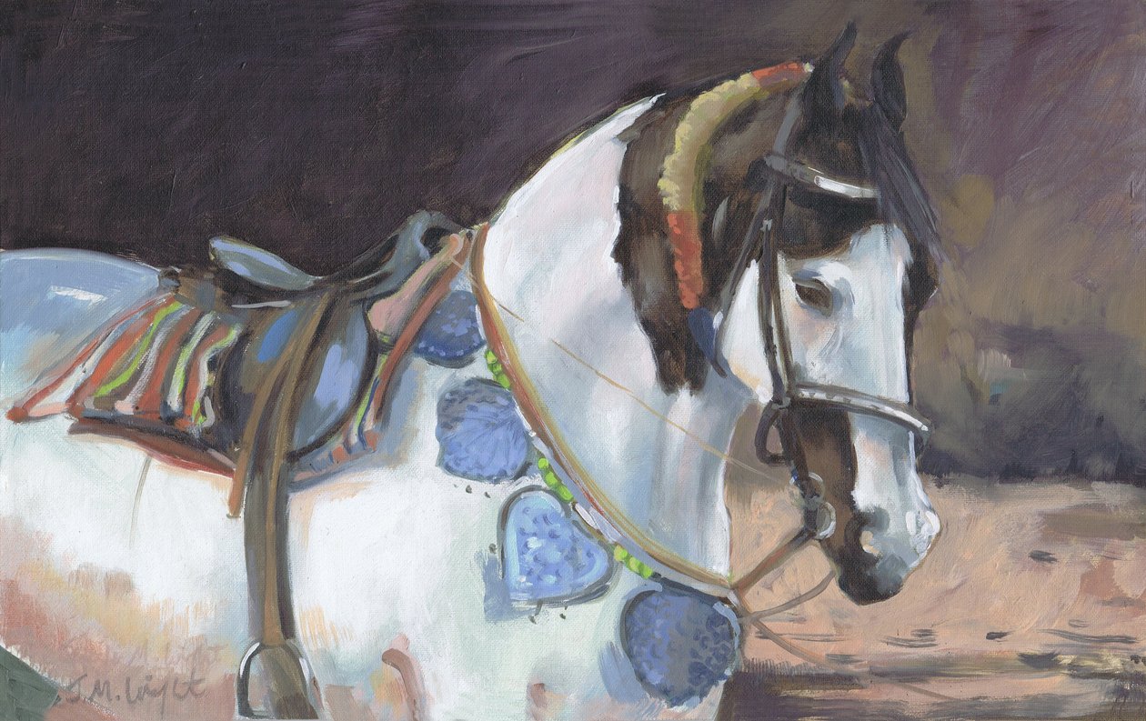 Marwari Horse II (olie på lærred) af Jennifer Wright