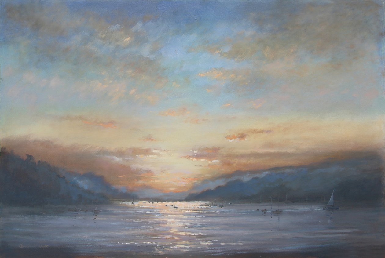 Salcombe Dawn (olie på lærred) af Jennifer Wright