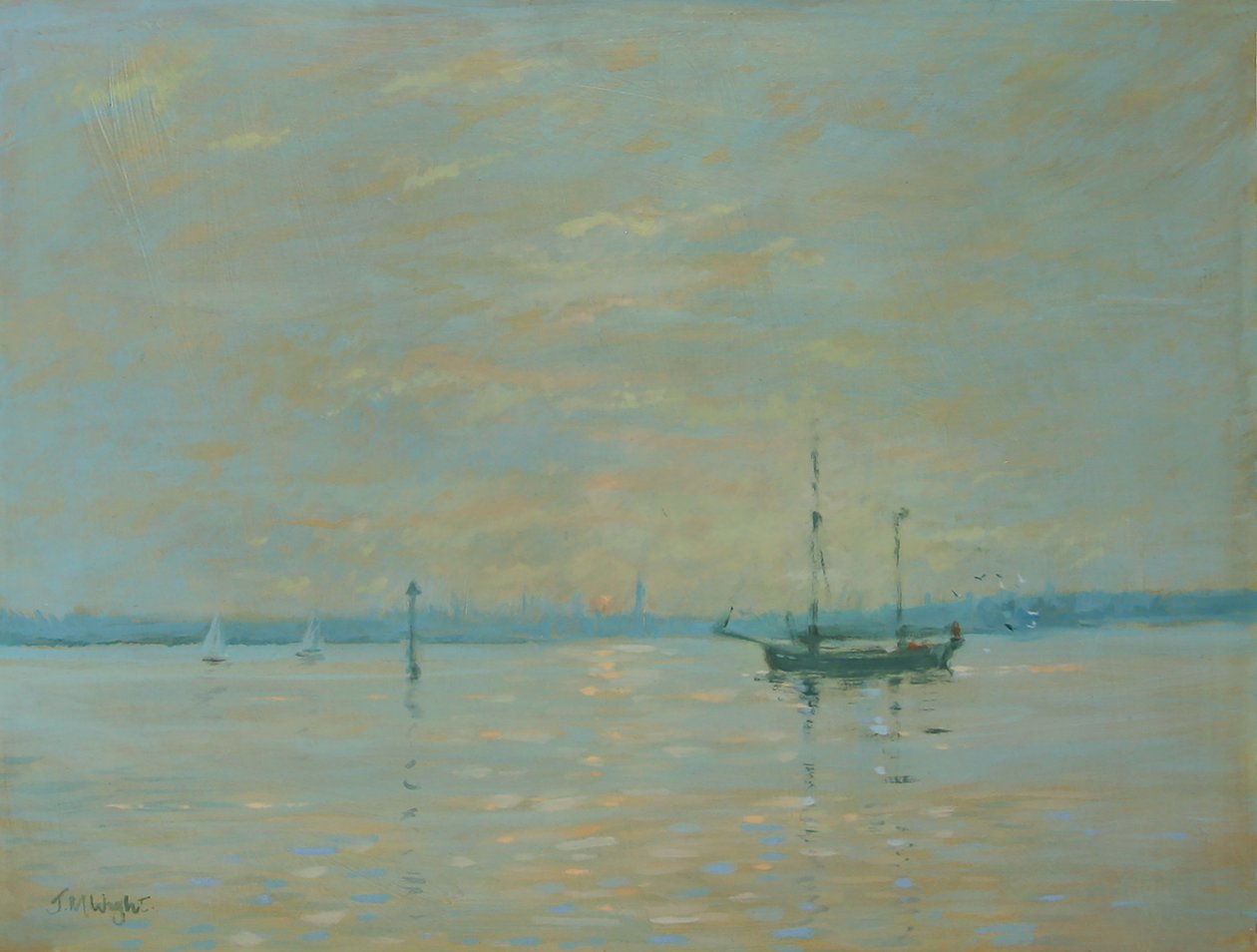 Southampton Water Sunset (olie på lærred) af Jennifer Wright