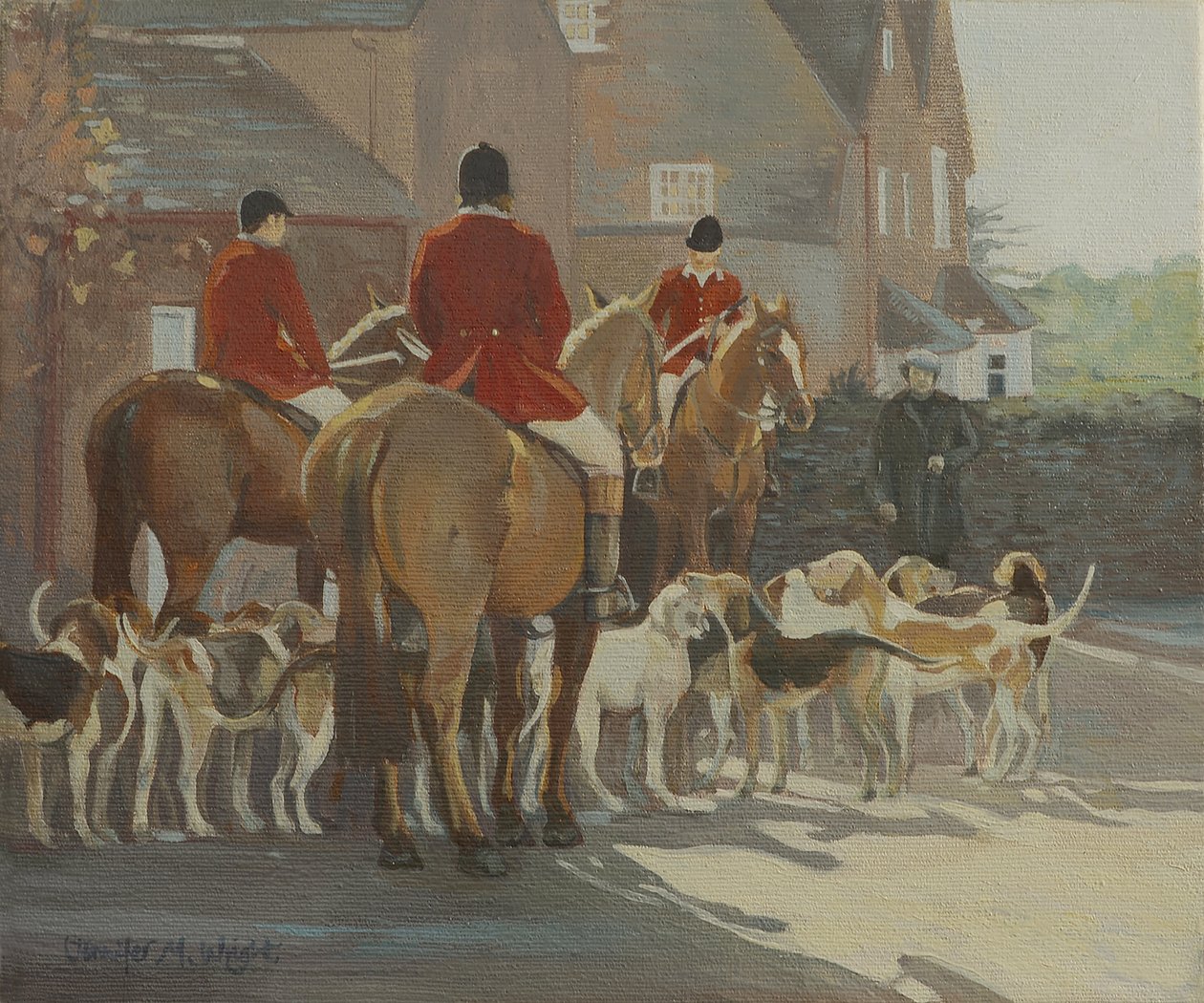The Hunt Meet (olie på lærred) af Jennifer Wright