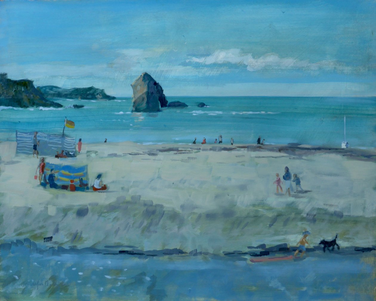 Thurlestone Rock, Devon. olie på lærred, 2016 af Jennifer Wright