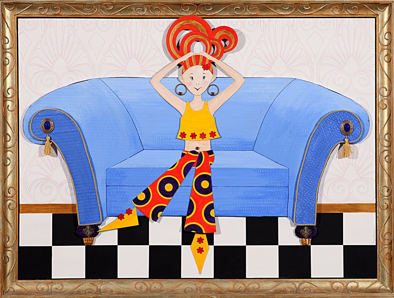 Divan Diva, 2008 (akryl om bord) af Jenny Barnard