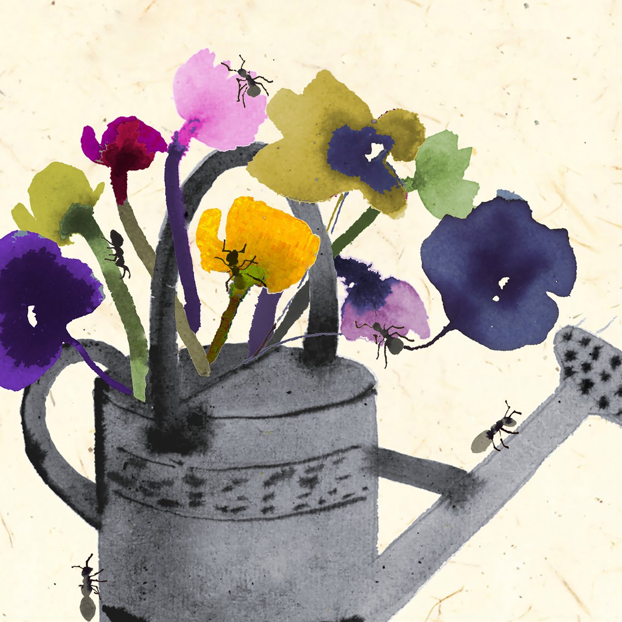 Myrer i dine planter (akvarel) af Jenny Frean