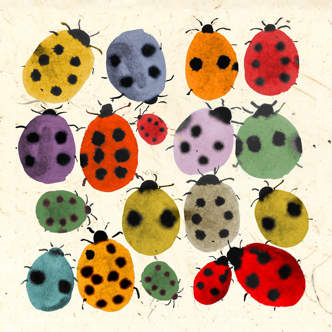 INKY LADYBIRDS, 2022 (akvarel) af Jenny Frean