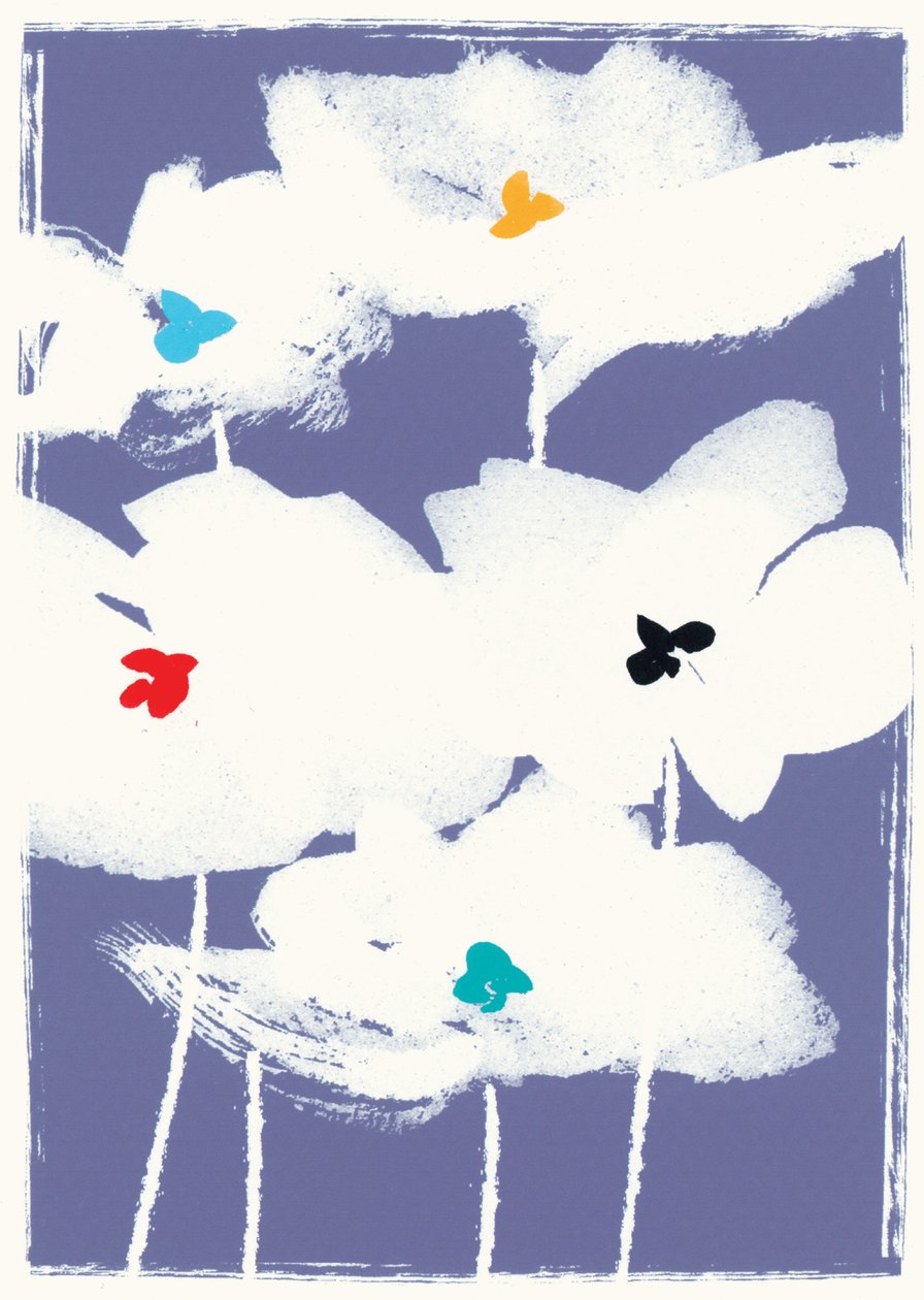 Hvide blomster (blandet medier) af Jenny Frean