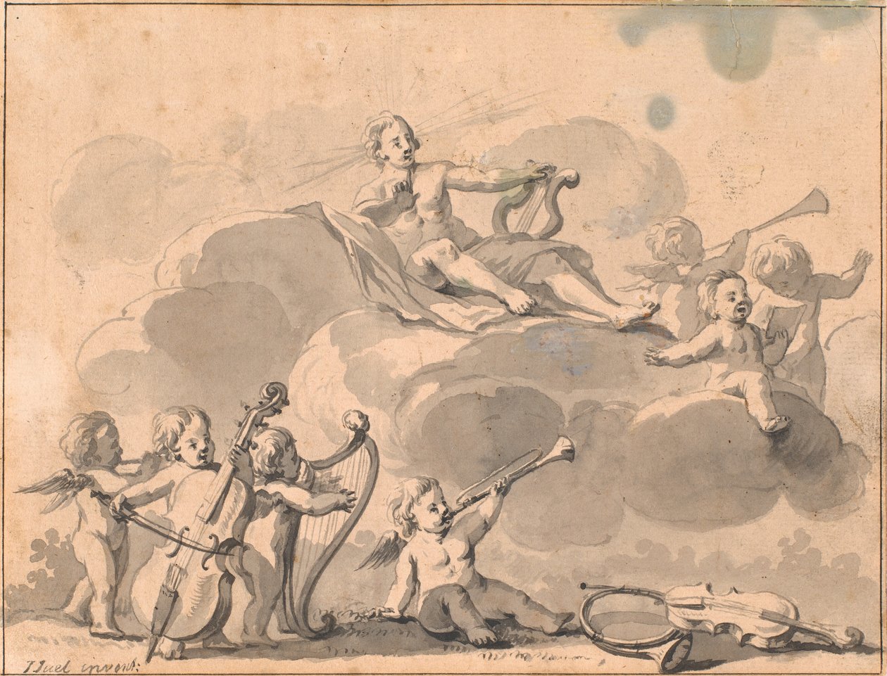 Apollon og musicerende genier af Jens Juel