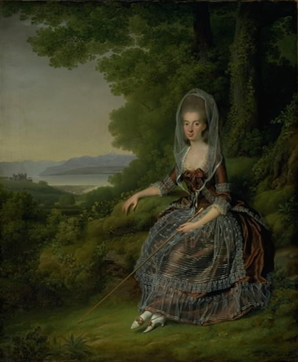 Baronesse Matilda Guiguer de Prangins i sin park ved Genevesøen af Jens Juel