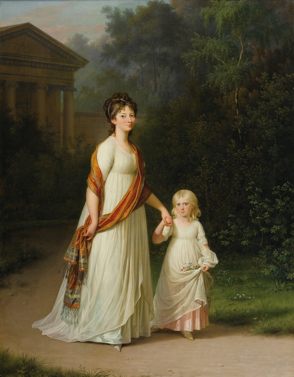 Marie Sophie Frederikke, prinsesse af Danmark og hendes datter, prinsesse Caroline af Jens Juel