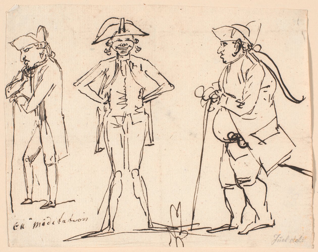 Meditation. Karikaturer af Clemens, Juel og Charles Bonnet af Jens Juel