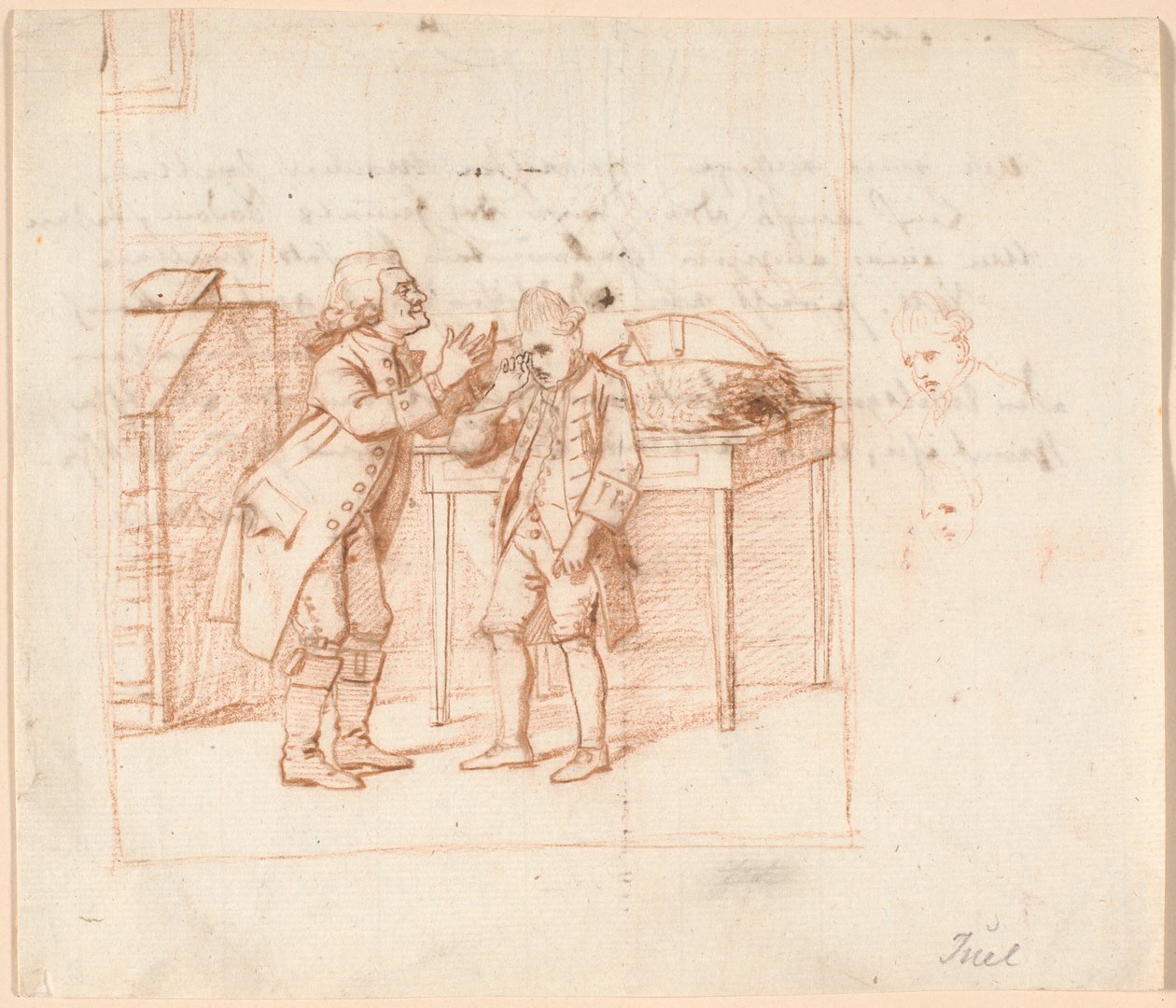 Udkast til illustration P.A. Heibergs skuespil "De Vonner og de Vanner" af Jens Juel