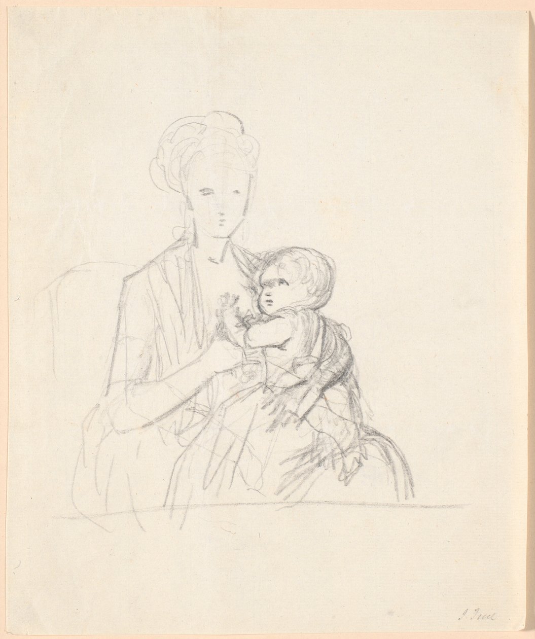 Udkast til portrættet af grevinde Sophie Magdalene Raben, født von Qualen med sin ældste søn, født 1784 af Jens Juel