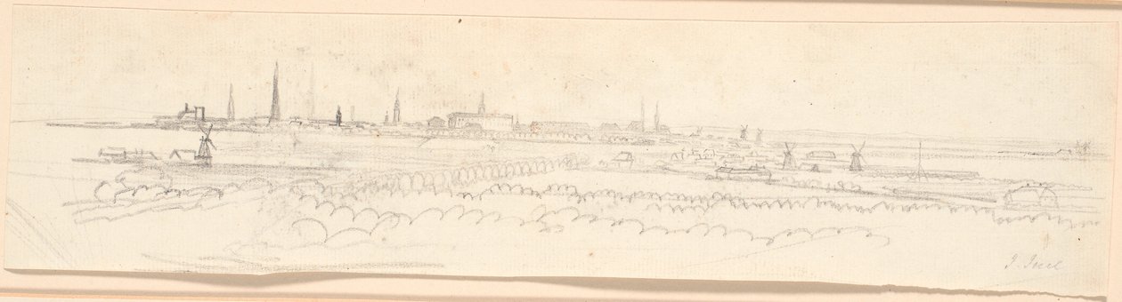 Udsigten over København set fra Frederiksberg bakke. Baggrundsstudie til portræt af Frederik den sjette som und kronprins af Jens Juel