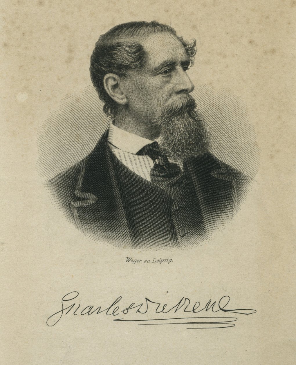 Charles Dickens, graveret af Weger, ca. 1874 af Jeremiah Gurney